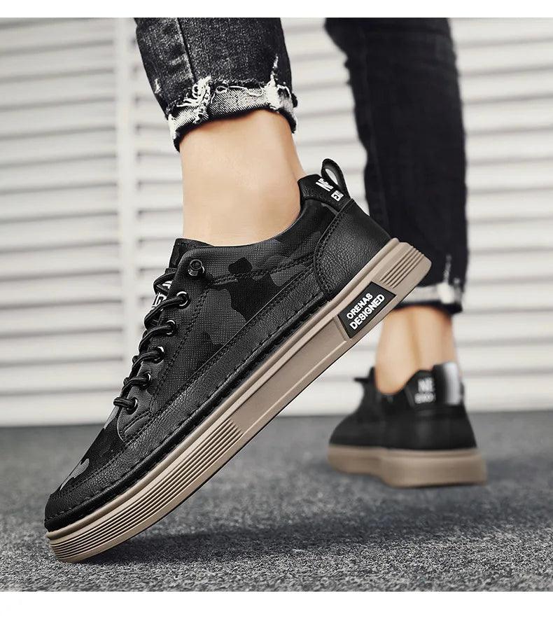 (PAGUE 1 LEVE 2 - PROMOÇÃO EXCLUSIVA) Sapatênis Masculino Em Couro Premium Orenas + BRINDE