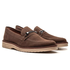 Sapato Loafer Mocassim Couro Nobock Camurça Aveludado Sport Fino com Fivela