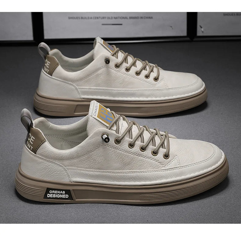 (PAGUE 1 LEVE 2 - PROMOÇÃO EXCLUSIVA) Sapatênis Masculino Em Couro Premium Orenas + BRINDE