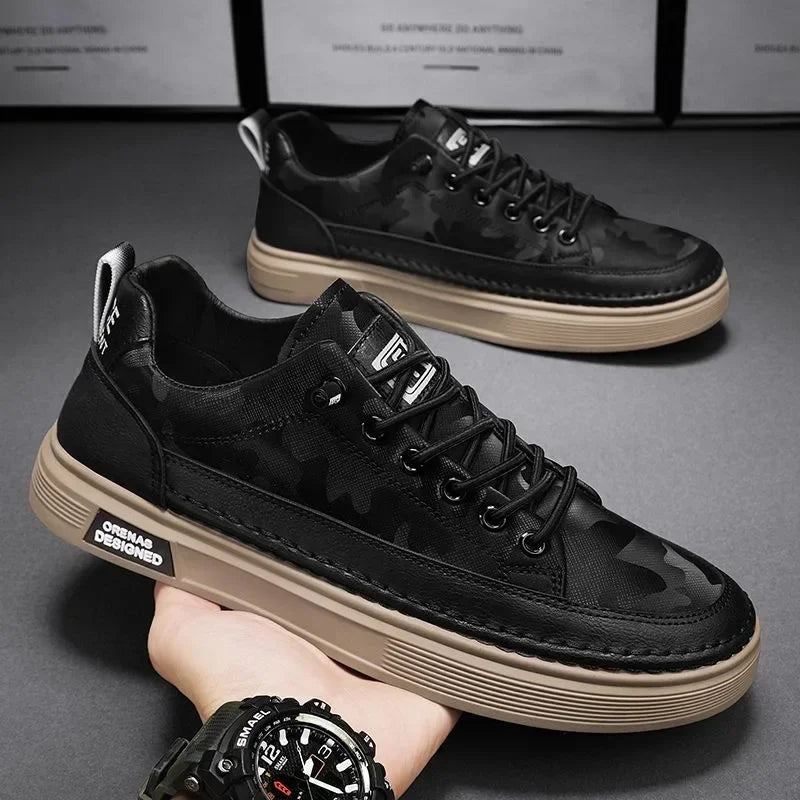 (PAGUE 1 LEVE 2 - PROMOÇÃO EXCLUSIVA) Sapatênis Masculino Em Couro Premium Orenas + BRINDE